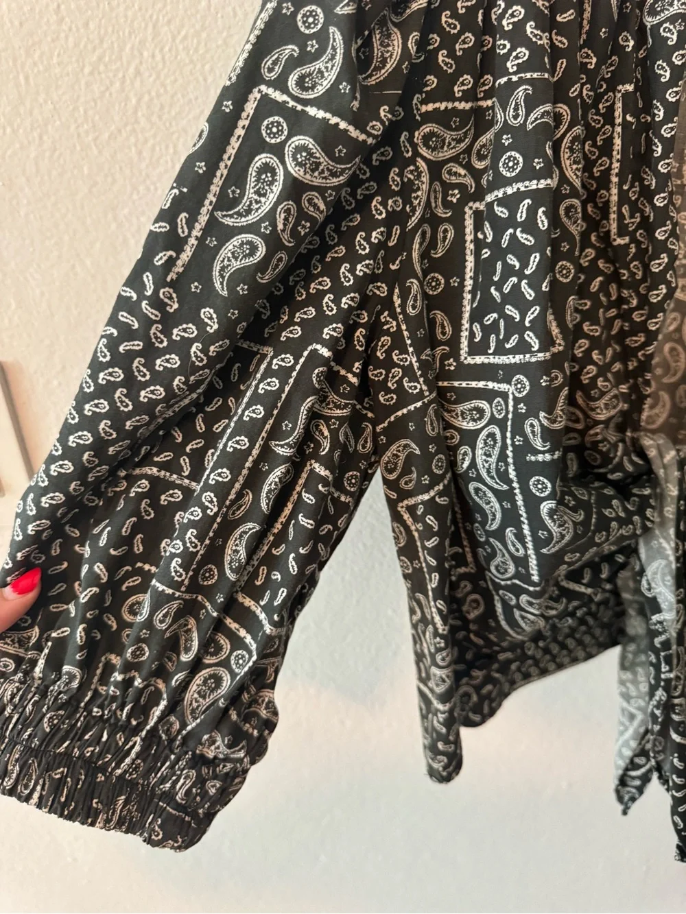 Zara Black Paisley Tie-Front Blouse
